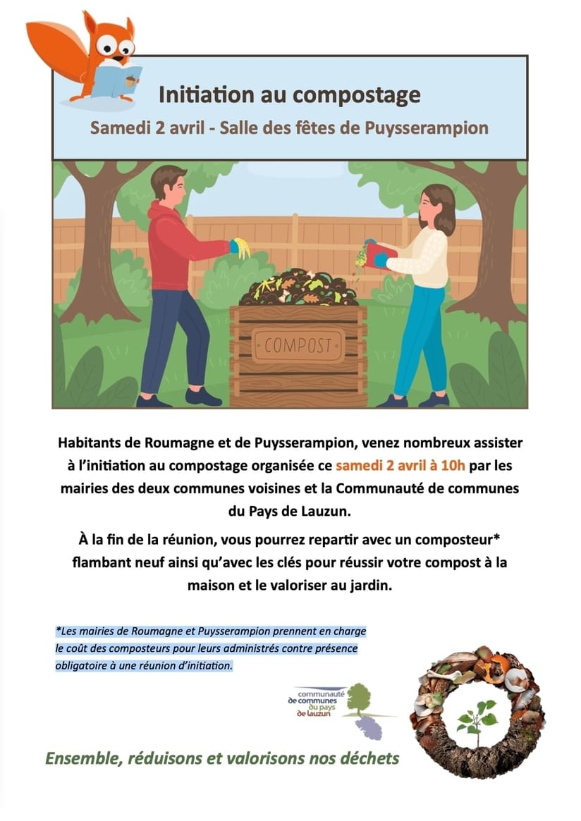 Initiation au compostage – Samedi 2 Avril – Mairie de roumagne